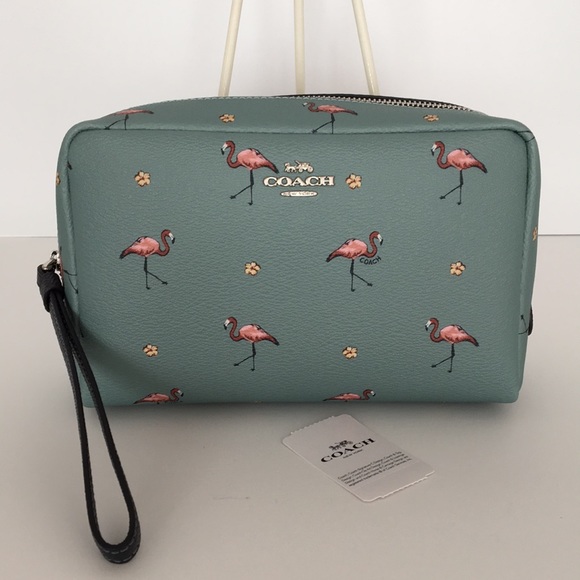 Coach Flamingo Print Cosmetic Case - Picture 1 of 8